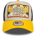 new-era-9forty-a-frame-license-plate-cities-and-beaches-dubai-beige-and-yellow-trucker-hat