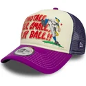 new-era-9forty-a-frame-graphic-stand-tall-talk-small-play-ball-beige-and-purple-trucker-hat