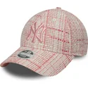 new-era-curved-brim-women-pink-logo-9forty-tweed-new-york-yankees-mlb-pink-adjustable-cap