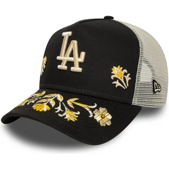 New Era A Frame Floral Icon Los Angeles Dodgers MLB Black Trucker Hat