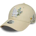 new-era-curved-brim-women-9forty-floral-icon-los-angeles-dodgers-mlb-beige-adjustable-cap