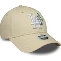 new-era-curved-brim-women-9forty-floral-icon-los-angeles-dodgers-mlb-beige-adjustable-cap
