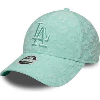 New Era Curved Brim Women 9FORTY Floral Towelling Los Angeles Dodgers MLB Green Adjustable Cap