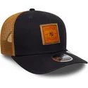 new-era-9seventy-stretch-snap-debossed-logo-new-york-yankees-mlb-navy-blue-and-brown-trucker-hat