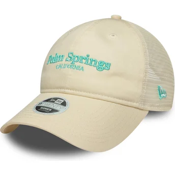 New Era Women 9TWENTY City Cities and Beaches Palm Springs Beige Adjustable Trucker Hat