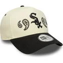 new-era-curved-brim-a-frame-paisley-chicago-white-sox-mlb-beige-and-black-snapback-cap