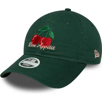New Era Curved Brim Women 9TWENTY Phrase Bon Appetit Green Adjustable Cap