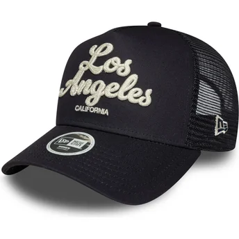 New Era Women A Frame City Los Angeles Navy Blue Trucker Hat