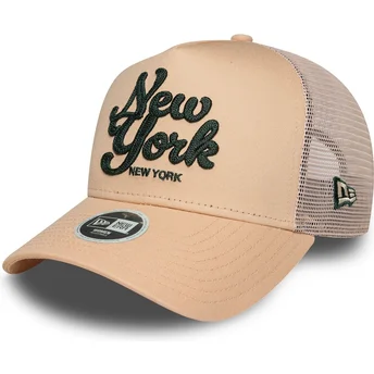 New Era Women A Frame City New York Pink Trucker Hat