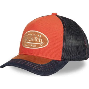 Von Dutch SHIELD04 Orange and Blue Trucker Hat