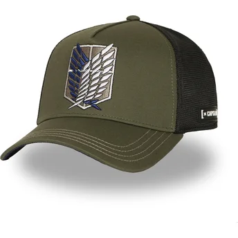 Capslab Survey Corps AOT2 SCO Attack On Titan Green and Black Trucker Hat