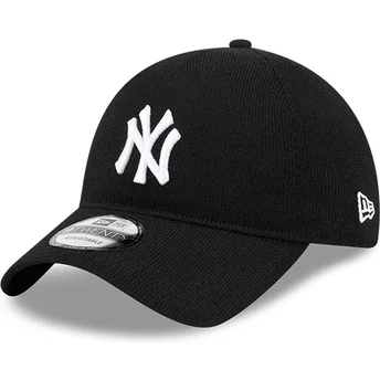 New Era Curved Brim 9TWENTY Merino Wool Yarn New York Yankees MLB Black Adjustable Cap