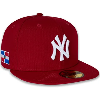 New Era Flat Brim 59FIFTY Side Dominican Republic New York Yankees MLB Red Fitted Cap