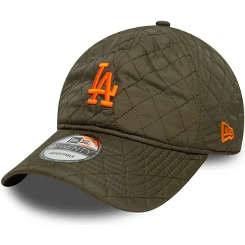 New Era Curved Brim Orange Logo 9TWENTY Quilted Los Angeles Dodgers MLB Green Adjustable Cap