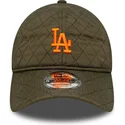new-era-curved-brim-orange-logo-9twenty-quilted-los-angeles-dodgers-mlb-green-adjustable-cap