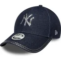 new-era-curved-brim-women-9forty-sequin-denim-new-york-yankees-mlb-navy-blue-adjustable-cap