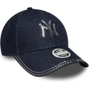 new-era-curved-brim-women-9forty-sequin-denim-new-york-yankees-mlb-navy-blue-adjustable-cap