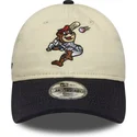 new-era-curved-brim-youth-9twenty-mascot-beige-and-navy-blue-adjustable-cap