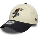 new-era-curved-brim-youth-9twenty-mascot-beige-and-navy-blue-adjustable-cap