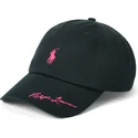 polo-ralph-lauren-curved-brim-pink-pony-twill-black-adjustable-cap