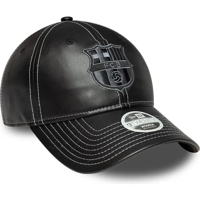 new-era-curved-brim-women-fc-barcelona-laliga-9twenty-pu-leather-black-adjustable-cap