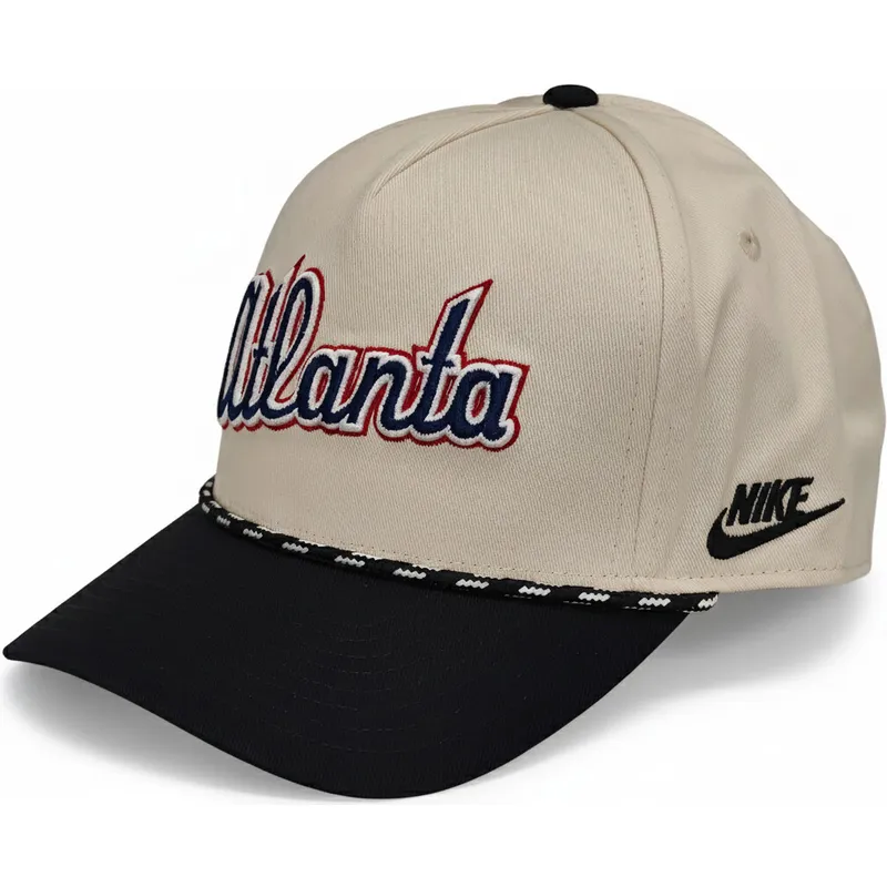 nike-curved-brim-rise-structured-atlanta-braves-mlb-beige-and-black-snapback-cap