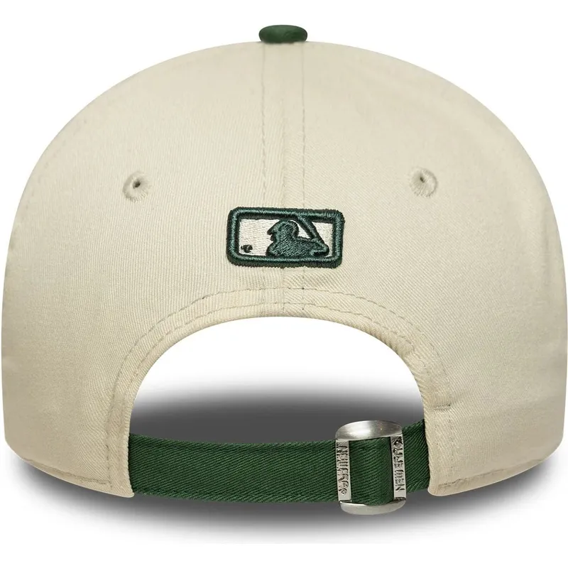 new-era-curved-brim-9forty-m-crown-wordmark-los-angeles-dodgers-mlb-beige-and-green-adjustable-cap