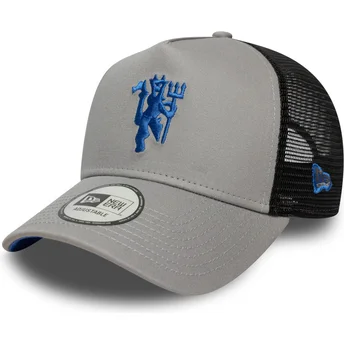 New Era A Frame Seasonal Manchester United Football Club Premier League Grey and Black Trucker Hat