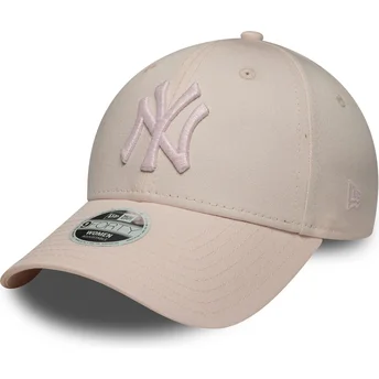 New Era Curved Brim Women Pink Logo 9FORTY Metallic Logo New York Yankees MLB Pink Adjustable Cap