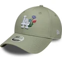 new-era-curved-brim-women-9forty-floral-icon-los-angeles-dodgers-mlb-light-green-adjustable-cap