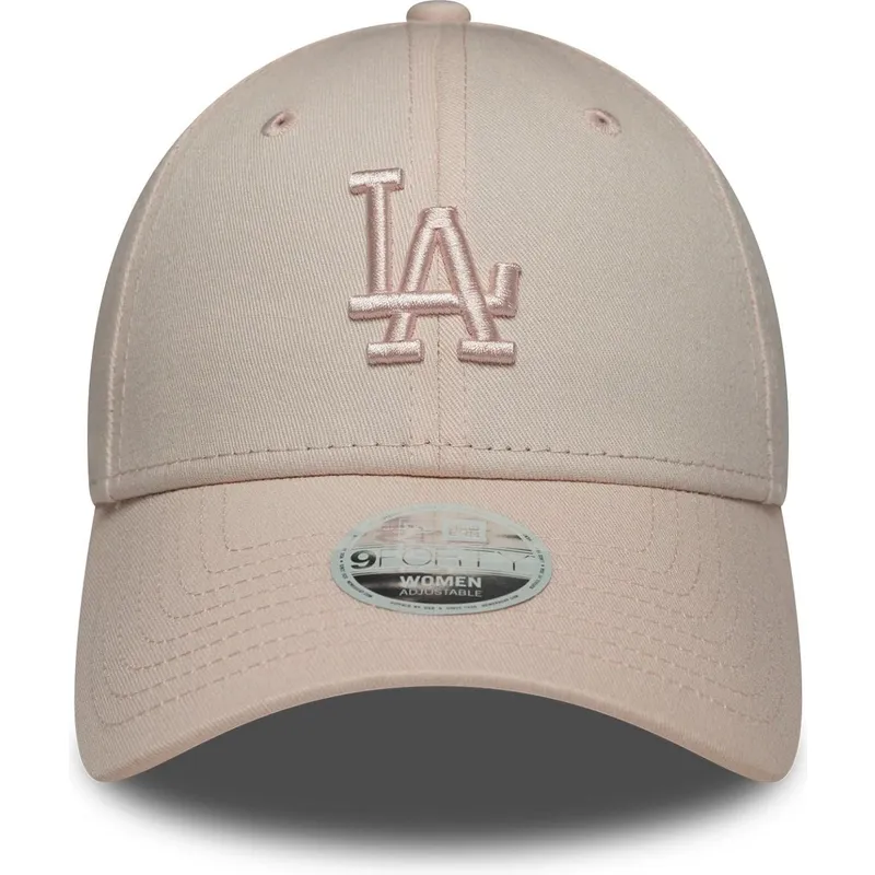 new-era-curved-brim-women-pink-logo-9forty-league-essential-midi-los-angeles-dodgers-mlb-pink-adjustable-cap