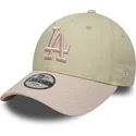 new-era-curved-brim-youth-9forty-league-essential-los-angeles-dodgers-mlb-beige-and-pink-adjustable-cap