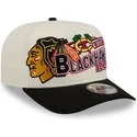 new-era-curved-brim-9fifty-a-frame-classic-chicago-blackhawks-nhl-beige-and-black-snapback-cap