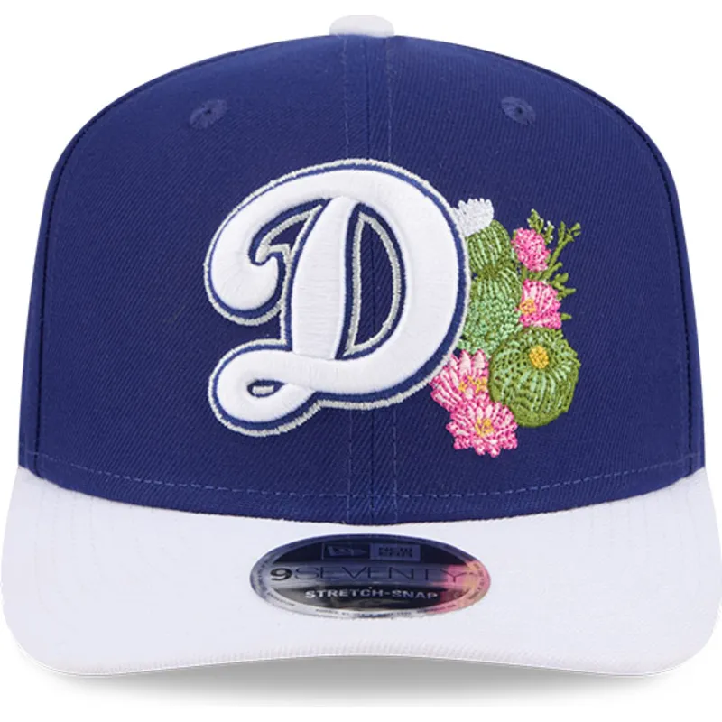 new-era-curved-brim-9seventy-stretch-snap-flower-los-angeles-dodgers-mlb-blue-and-white-snapback-cap