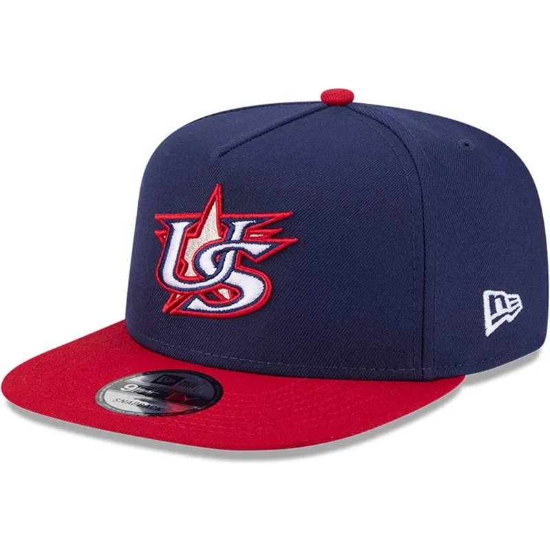 new-era-flat-brim-9fifty-a-frame-usa-2026-world-baseball-classic-navy-blue-and-red-snapback-cap