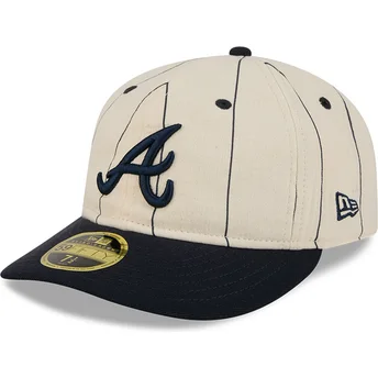 New Era Curved Brim 59FIFTY Retro Crown Linen Atlanta Braves MLB Beige Fitted Cap