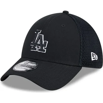 New Era Black Logo 39THIRTY Evergreen Neo Los Angeles Dodgers MLB Black Fitted Trucker Hat