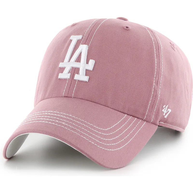 47-brand-curved-brim-clean-up-contrast-stitch-los-angeles-dodgers-mlb-pink-adjustable-cap