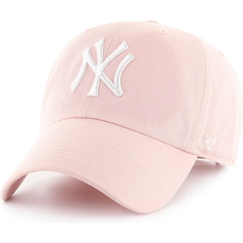 47-brand-curved-brim-clean-up-new-york-yankees-mlb-pink-adjustable-cap
