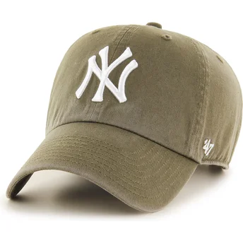 47 Brand Curved Brim Clean Up Sandalwood New York Yankees MLB Green Adjustable Cap