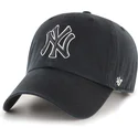 47-brand-curved-brim-clean-up-no-loop-label-new-york-yankees-mlb-black-adjustable-cap