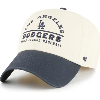 47 Brand Curved Brim Clean Up Windham Los Angeles Dodgers MLB Beige and Navy Blue Adjustable Cap