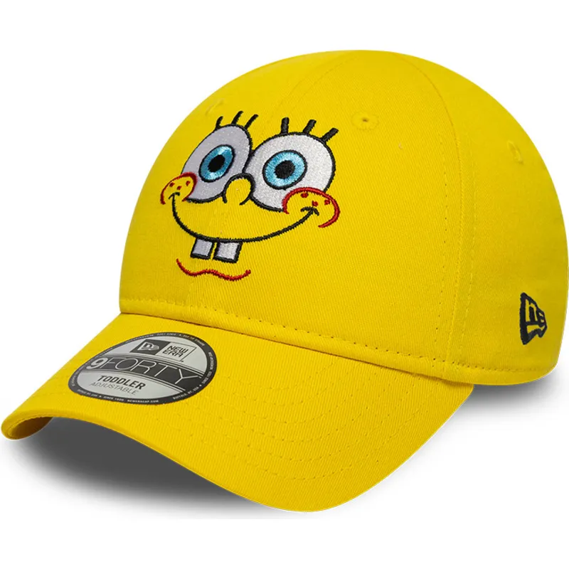new-era-curved-brim-youth-9forty-face-spongebob-squarepants-yellow-adjustable-cap