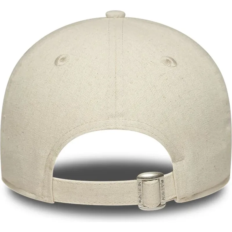 new-era-curved-brim-women-9twenty-midi-linen-new-york-yankees-mlb-beige-adjustable-cap-with-beige-logo
