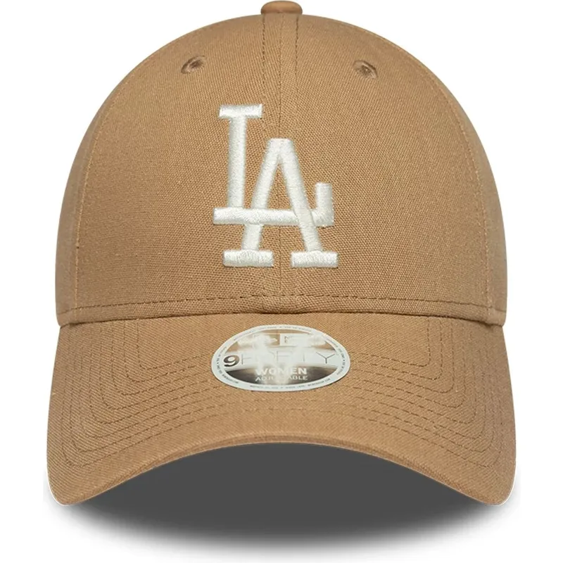 new-era-curved-brim-women-9forty-linen-los-angeles-dodgers-mlb-brown-adjustable-cap