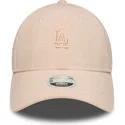 new-era-curved-brim-women-pink-logo-9forty-mini-cord-los-angeles-dodgers-mlb-pink-adjustable-cap