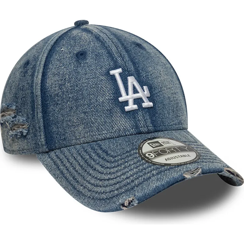 new-era-curved-brim-9forty-acid-wash-denim-los-angeles-dodgers-mlb-blue-adjustable-cap