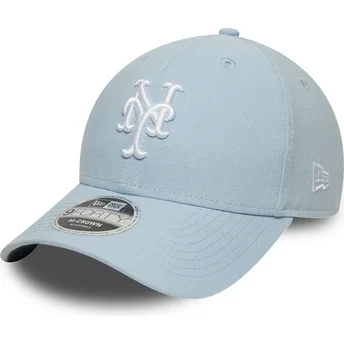 New Era Curved Brim 9FORTY M-Crown Linen New York Mets MLB Light Blue Snapback Cap