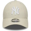 new-era-curved-brim-9forty-m-crown-linen-new-york-yankees-mlb-beige-snapback-cap