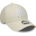 new-era-curved-brim-9forty-m-crown-linen-new-york-yankees-mlb-beige-snapback-cap